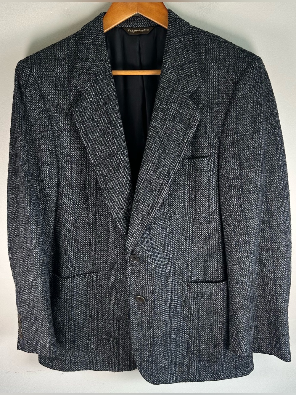 Samuelsohn Harry Rosen Herringbone Tweed Wool Blazer Sport Coat Jacket 40S VTG